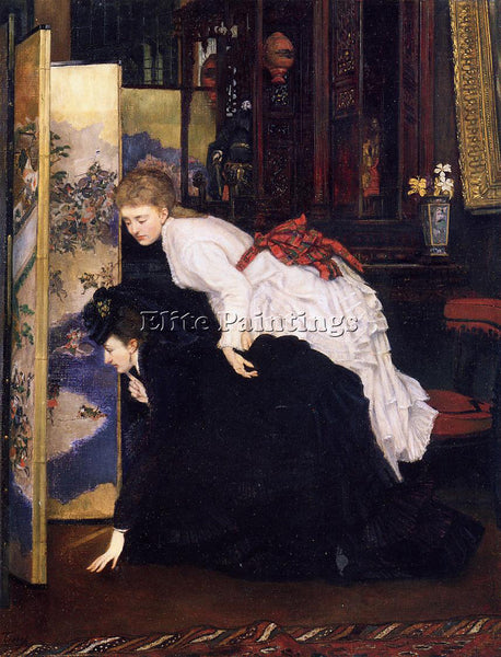 JAMES JACQUES-JOSEPH TISSOT YOUNG WOMEN LOOKING AT JAPANESE OBJECTS2 OIL CANVAS