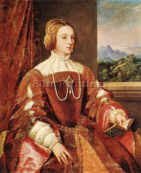 TITIAN EMPRESS ISABEL OF PORTUGAL ARTIST PAINTING REPRODUCTION HANDMADE OIL DECO