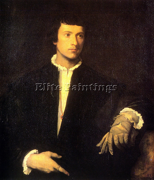 TITIAN MAN WITH GLOVES 1523 24 ARTIST PAINTING REPRODUCTION HANDMADE OIL CANVAS