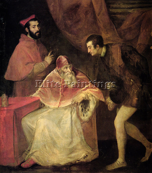 TITIAN POPE PAUL III AND NEPHEWS 1543 ARTIST PAINTING REPRODUCTION HANDMADE OIL