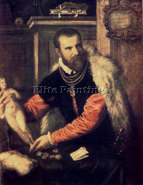 TITIAN PORTRAIT OF JACOPO STRADA ARTIST PAINTING REPRODUCTION HANDMADE OIL REPRO