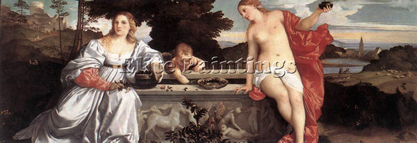 TITIAN SACRED AND PROFANE LOVE ARTIST PAINTING REPRODUCTION HANDMADE OIL CANVAS