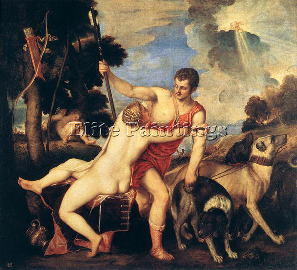 TITIAN VENUS AND ADONIS ARTIST PAINTING REPRODUCTION HANDMADE CANVAS REPRO WALL