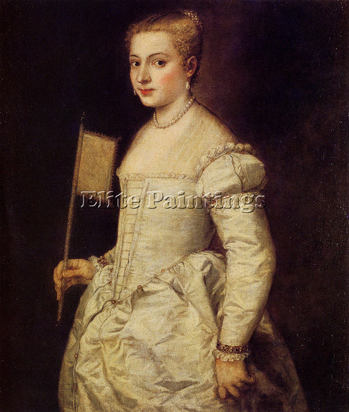 TITIAN WOMAN IN WHITE 1555 ARTIST PAINTING REPRODUCTION HANDMADE OIL CANVAS DECO