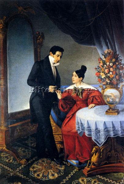 ITALIAN TOMINZ GIUSEPPE THE ENGAGED COUPLE ARTIST PAINTING REPRODUCTION HANDMADE
