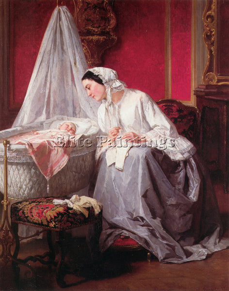 FRENCH TRAYER JULES JEAN BAPTISTE A TENDER MOMENT ARTIST PAINTING REPRODUCTION
