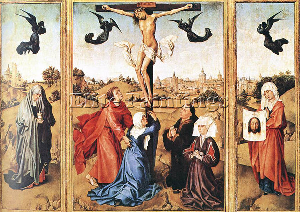 VAN DER WEYDEN TRIPTYCH OF THE HOLY CROSS ARTIST PAINTING REPRODUCTION HANDMADE