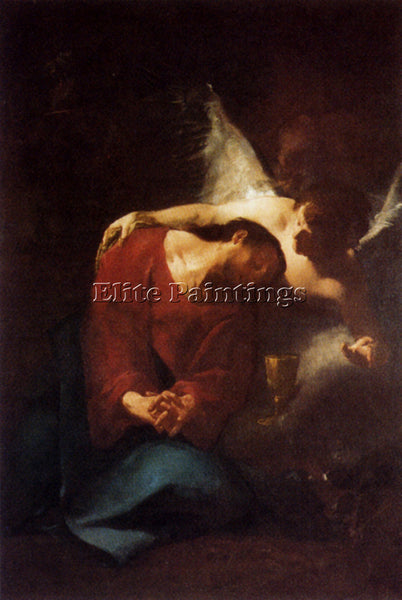 TROGER PAUL CHRIST COMFORTED BY AN ANGEL ARTIST PAINTING REPRODUCTION HANDMADE
