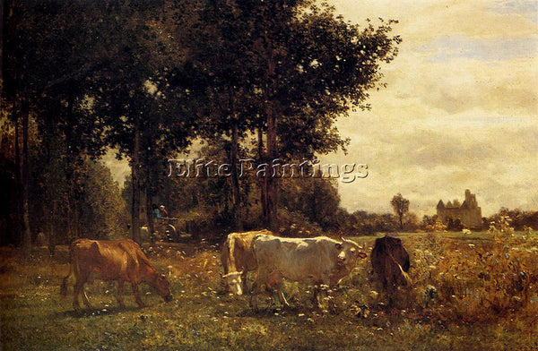 CONSTANT TROYON  COWS GRAZING ARTIST PAINTING REPRODUCTION HANDMADE CANVAS REPRO