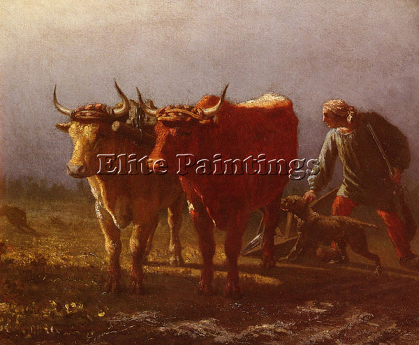 CONSTANT TROYON  PLOWING ARTIST PAINTING REPRODUCTION HANDMADE CANVAS REPRO WALL