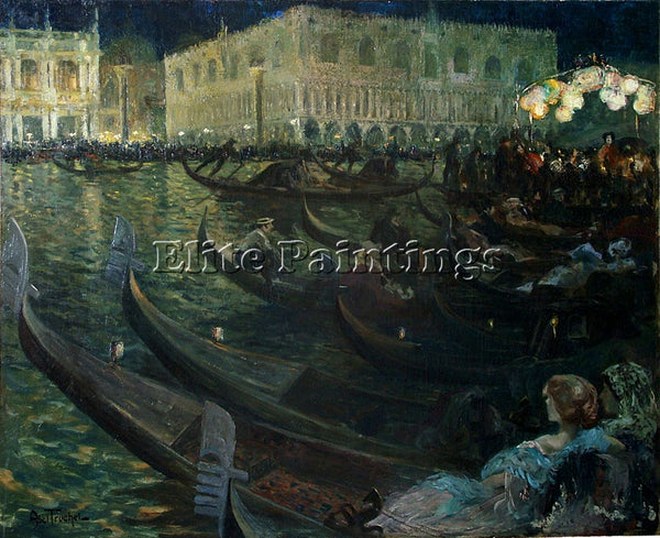 FRENCH TRUCHET LOUIS ABEL GONDOLIERS ARTIST PAINTING REPRODUCTION HANDMADE OIL