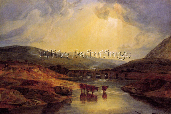 TURNER ABERGAVENNY BRIDGE MONMOUNTSHIRE CLEARING UP AFTER SHOWERY DAY ARTIST OIL