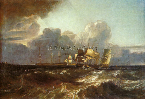 WILLIAM TURNER SHIPS BEARING UP FOR ANCHORAGE AKA EGREMONT SEA PIECE ARTIST OIL
