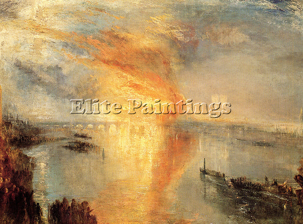 JOSEPH MALLORD WILLIAM TURNER THE BURNING HOUSE OF LORDS AND COMMONS OIL CANVAS