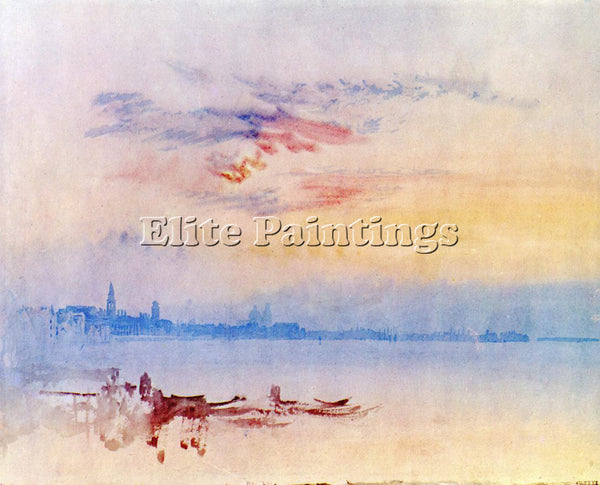 JOSEPH MALLORD WILLIAM TURNER VENICE LOOKING EAST FROM GUIDECCA SUNRISE PAINTING