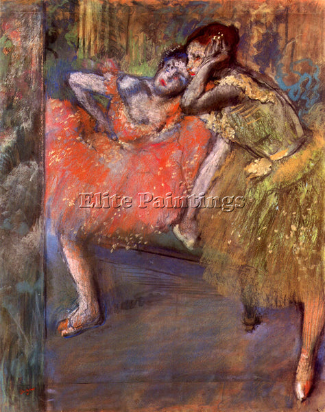 DEGAS TWO DANCERS BEHIND THE SCENES ARTIST PAINTING REPRODUCTION HANDMADE OIL