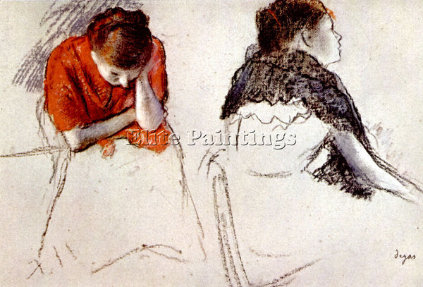 DEGAS TWO WOMEN SEATED ARTIST PAINTING REPRODUCTION HANDMADE CANVAS REPRO WALL