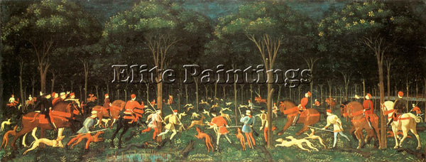 PAOLO UCCELLO THE HUNT IN THE FOREST ARTIST PAINTING REPRODUCTION HANDMADE OIL