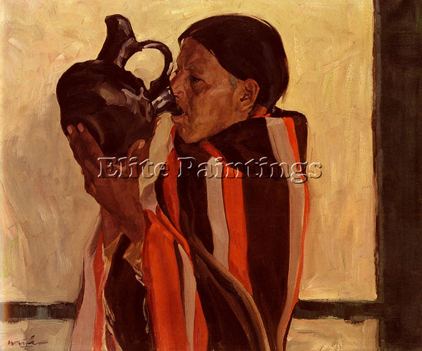 WALTER UFER TAOS INDIAN DRINKING ARTIST PAINTING REPRODUCTION HANDMADE OIL REPRO