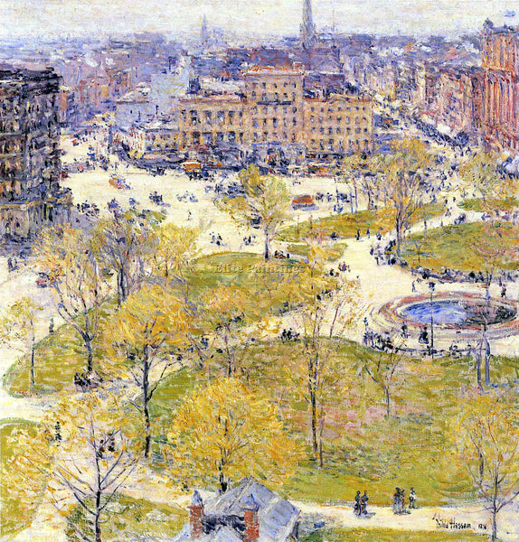 HASSAM UNION SQUARE IN SPRING ARTIST PAINTING REPRODUCTION HANDMADE CANVAS REPRO