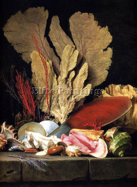 VALLAYER COSTER ANNE STILL LIFE WITH TUFT MARINE PLANTS SHELLS CORALS ARTIST OIL