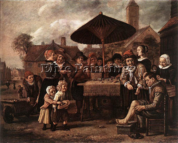 JAN VICTORS MARKET SCENE WITH A QUACK AT HIS STALL ARTIST PAINTING REPRODUCTION