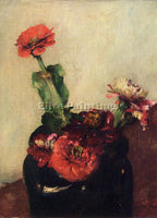 VAES WALTER RED FLOWERS IN A VASE ARTIST PAINTING REPRODUCTION HANDMADE OIL DECO