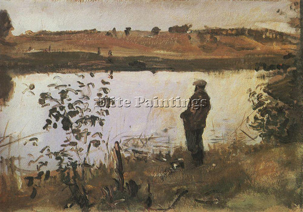 VALENTIN SEROV ARTIST K KOROVIN ON THE RIVER BANK 1905 ARTIST PAINTING HANDMADE