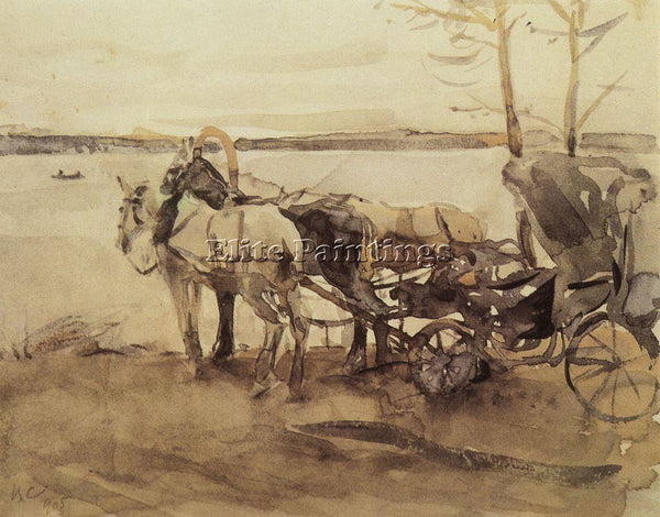 VALENTIN SEROV AT THE FERRY 1905 ARTIST PAINTING REPRODUCTION HANDMADE OIL REPRO