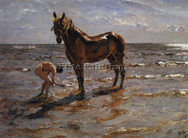 VALENTIN SEROV BATHING A HORSE 1905 ARTIST PAINTING REPRODUCTION HANDMADE OIL