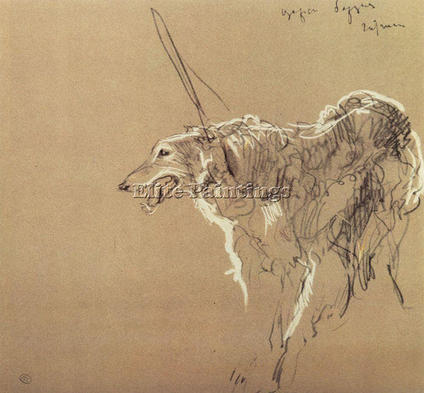 VALENTIN SEROV GREYHOUND ROYAL HUNTING 1902 ARTIST PAINTING HANDMADE OIL CANVAS