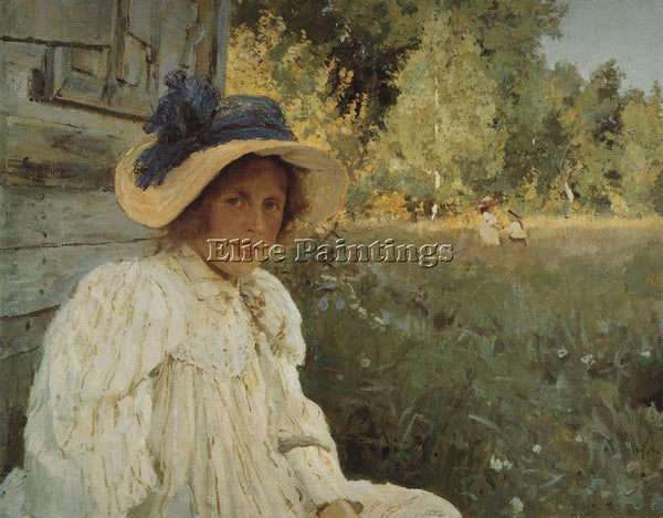 VALENTIN SEROV SUMMERTIME PORTRAIT OF OLGA SEROVA 1895 ARTIST PAINTING HANDMADE