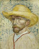 VAN GOGH SELF PORTRAIT WITH STRAW HAT ARTIST PAINTING REPRODUCTION HANDMADE OIL