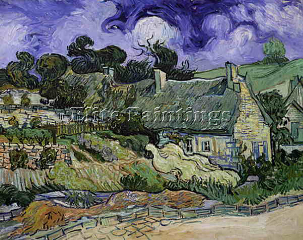 VAN GOGH THATCHED COTTAGES AT CORDEVILLE ARTIST PAINTING REPRODUCTION HANDMADE
