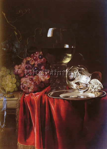 HOLLAND VAN AELST WILLEM STILL LIFE GRAPES ROEMER SILVER EWER AND PLATE PAINTING