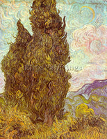 VINCENT VAN GOGH TWO CYPRESSES ARTIST PAINTING REPRODUCTION HANDMADE OIL CANVAS