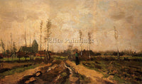 VINCENT VAN GOGH LANDSCAPE WITH CHURCH AND FARMS ARTIST PAINTING HANDMADE CANVAS