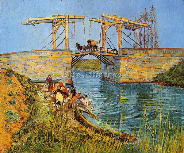 VINCENT VAN GOGH THE LANGLOIS BRIDGE AT ARLES WITH WOMEN WASHING ARTIST PAINTING