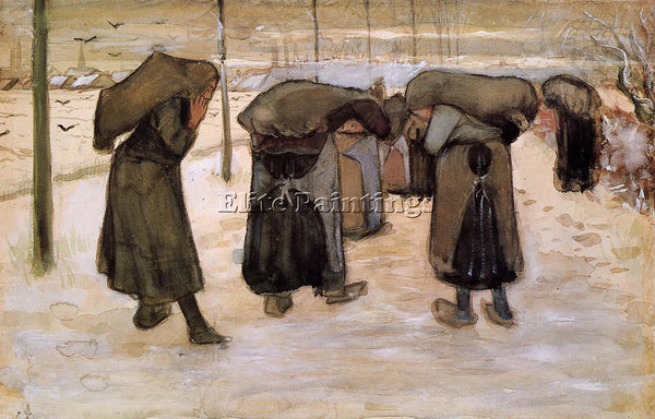 VINCENT VAN GOGH WOMAN MINERS CARRYING COAL ARTIST PAINTING HANDMADE OIL CANVAS