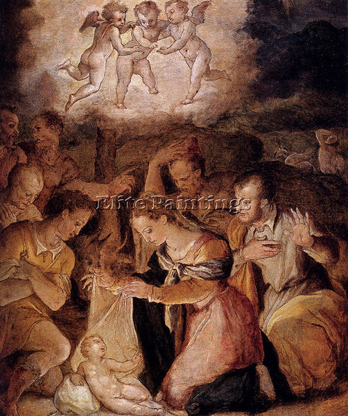 GIORGIO VASARI THE NATIVITY WITH THE ADORATION OF THE SHEPHERDS ARTIST PAINTING
