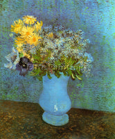 VAN GOGH VASE WITH LILACS DAISIES AND ANEMONES ARTIST PAINTING REPRODUCTION OIL