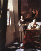 JOHANNES VERMEER LADY WRITING A LETTER WITH HER MAID 1 ARTIST PAINTING HANDMADE