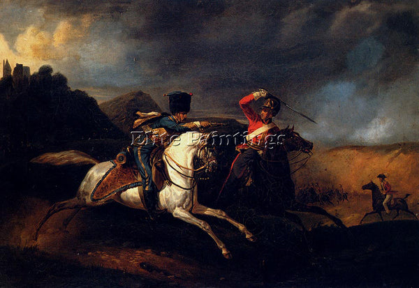 HORACE VERNET TWO SOLDIERS ON HORSEBACK ARTIST PAINTING REPRODUCTION HANDMADE