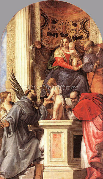 PAOLO VERONESE MADONNA ENTHRONED WITH SAINTS ARTIST PAINTING HANDMADE OIL CANVAS