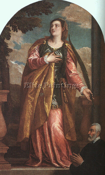 PAOLO VERONESE ST LUCY AND A DONOR ARTIST PAINTING REPRODUCTION HANDMADE OIL ART