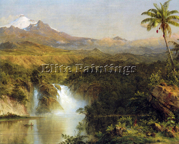 HUDSON RIVER VIEW OF COTOPAXI ECUADOR DETAIL BY FREDERICK EDWIN CHURCH PAINTING