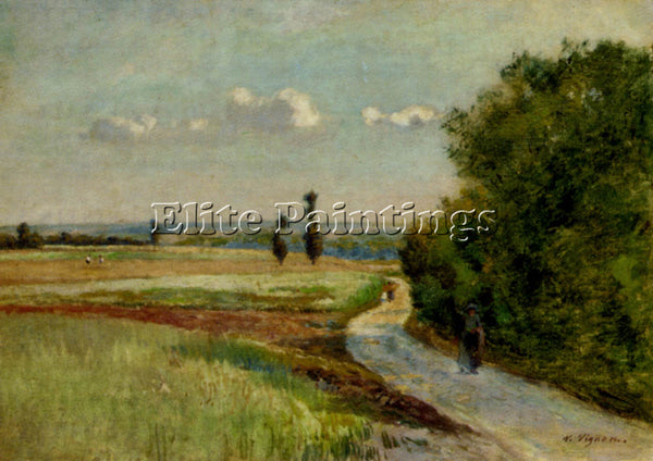 VIGNON ALFRED PAUL A PATH IN A PASTORAL LANDSCAPE ARTIST PAINTING REPRODUCTION