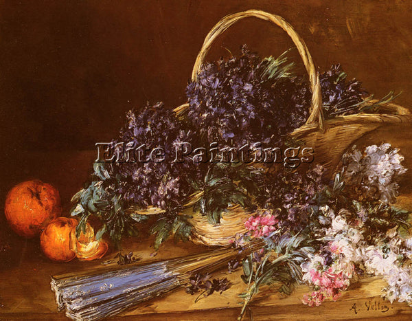 VOLLON ANTOINEA STILL LIFE WITH A BASKET OF FLOWERS ARTIST PAINTING REPRODUCTION