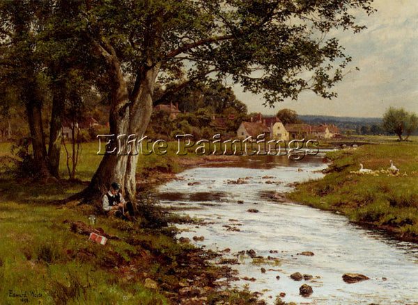 WILKINS WAITE AN AFTERNOONS FISHING ARTIST PAINTING REPRODUCTION HANDMADE OIL