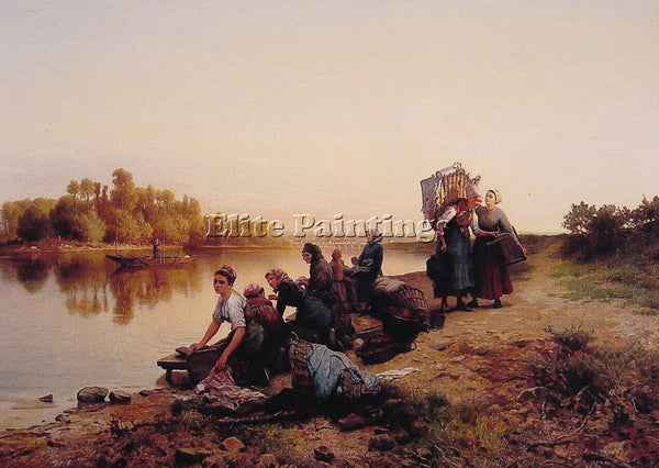 DANIEL RIDGWAY KNIGHT WASH DAY ARTIST PAINTING REPRODUCTION HANDMADE OIL CANVAS